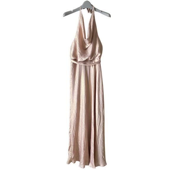 NOUVELLE AMSALE Liane Bridesmaid Dress Maxi Prom N349 Liquid Metal Rose Gold XS - Picture 5 of 13